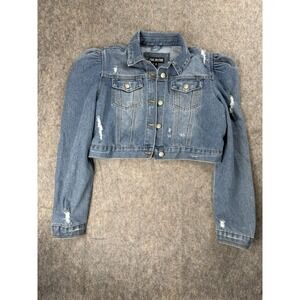 Five By Five  Cropped Denim Women's Jean Jacket Medium Wash Crop Size Medium